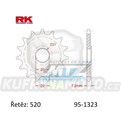 Kolečko řetězové (pastorek) 1323-12zubů RK - Honda CR125 / 04-07 + CRF250R / 04-17 + CRF250X / 04-17