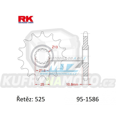 Kolečko řetězové (pastorek) 1586-16zubů RK - Yamaha YZF R6 + TDM850 + TRX850