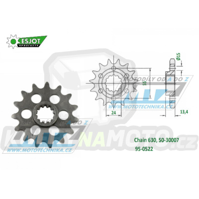 Kolečko řetězové (pastorek) 0522-15zubů ESJOT 50-30007-15 - Kawasaki KZ1000 + Z1000 + GPZ1100 + KZ1100 + Z1100R
