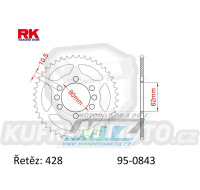 Rozeta ocelová (převodník) 0843-51zubů RK - Yamaha DT80 + DT125 + DT125 Tenere + DT175 + DT200R + RT180 + SR125SE + XTZ125