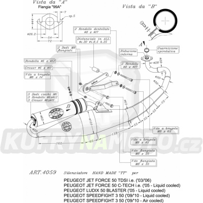 Výfuk Leo Vince Peugeot  LUDIX BLASTER 50 liquid cooled 2005 > HAND MADE TT BLACK LVKN677-4059B