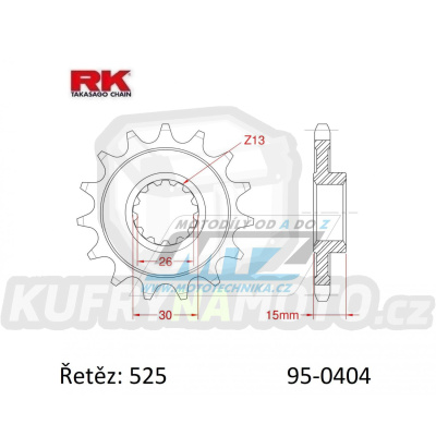 Kolečko řetězové (pastorek) 0404-15zubů RK - BMW S1000R + S1000RR + S1000RR Sport + S1000XR + 1000HP4