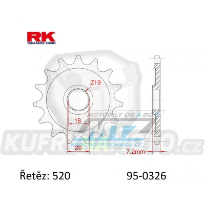 Kolečko řetězové (pastorek) 0326-12zubů RK - Honda CR125R / 87-03