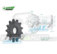 Kolečko řetězové (pastorek) 0512-13zubů ESJOT 50-32002-13 - Kawasaki BJ Estrella 250 + GPZ400 + ZX400 +  EN500 Vulcan + EN500 Vulcan 500 Ltd + GPZ500S + KLE500 +  ZR550 Zephyr + ER500 + Suzuki RG400EW + SV400 + Yamaha YZF600R