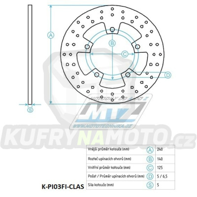 Kotouč brzdový (240/125/5D) - Gilera Nexus+Fuoco + Piaggio MP3+XEVO+X7+X8+X9+Beverly