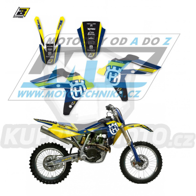 Polepy na motocykl (sada polepů Dream) Husqvarna TC250+TC450+TC510 + TE250+TE450+TE510 / 05-07 - typ polepů Dream4 - žlutá barevná varianta