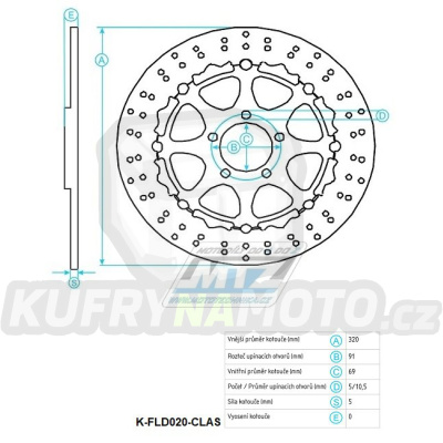 Kotouč brzdový plovovoucí (320/69/5D) kulatý desing - Suzuki GSX1400+GSX1300R Hayabusa+GSXR1000+GSXR600+GSXR750 + TL1000S+TL1000R