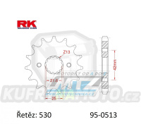 Kolečko řetězové (pastorek) 0513-16zubů RK - Suzuki GS400+GSX400 + GS550+GSF600+GS650+GSXR750+VZ800+RF900R+GSXR1100+GSF1200+GSXR1300R + Kawasaki Z250+GPZ500R+Z550+ZX600+Z650+Z750 + Yamaha RD350+SR500+FZR600 + Cagiva 1000 Raptor