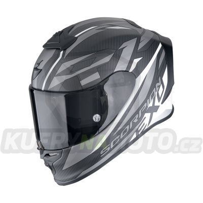 Moto přilba SCORPION EXO-R1 EVO CARBON AIR RUNNER matná černo/bílá