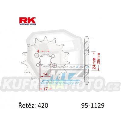 Kolečko řetězové (pastorek) 1129-11zubů RK - Derbi 50GPR+50GPR Nude + 50Senda + Bultaco Lobito+Astro + Gilera GP+Zulu+RCR