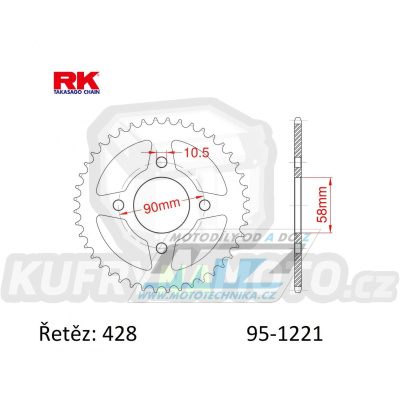 Rozeta ocelová (převodník) 1221-42zubů RK - Honda CBR125R / 11-17 + CB125F / 15-20 + CBR125+GLR125+GTR150