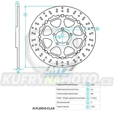 Kotouč brzdový (310/64/5D) - kulatý design - Suzuki GSX750R / 89-95+GSX750R W / 94-95+GSX1100R / 89-00