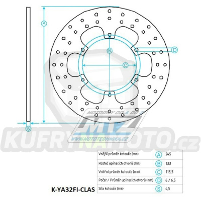 Kotouč brzdový (245/115/6D) -Yamaha YP250Majesty / 96-07 + MBK Skyliner250 / 96-05