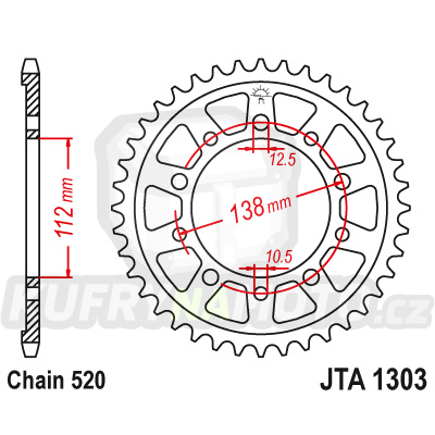 Hliníková řetězová rozeta JT JTA 1303-48BLK 48 zubů, 520 - akce