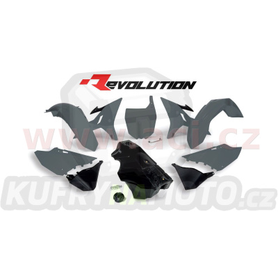 sada plastů Yamaha - REVOLUTION KIT pro YZ 125/250 02-21, RTECH (limit. edice QUANTUM GREY, šedo-černá, 5 dílů, vč. nádrže