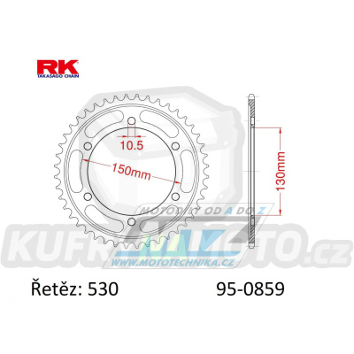 Rozeta ocelová (převodník) 0859-48zubů RK - Yamaha GTS1000A + FJ1100 + FJ1200 + FZS600 Fazer + FZR600RF + FZR750RT Genesis + FZR750 + FZR1000 Genesis + XJR1200 + XJR1300 + YZF R6 + YZF750R + YZF1000R Thunder Ace