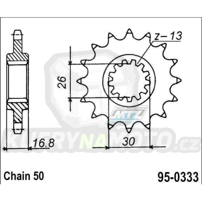 Kolečko řetězové (pastorek) 0333-15zubů MTZ - Honda CB900F Hornet+CB1000R+CBF1000F + CBR900RR+CBR929RR+CBR954RR Fireblade + CBR1000RR Fireblade+VTR1000F Firestorm+VTR1000SP + VFR750F Interceptor+VF750C Magna+VF750F+RVT1000R