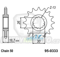 Kolečko řetězové (pastorek) 0333-17zubů MTZ - Honda CB900F Hornet+CB1000R+CBF1000F + CBR900RR+CBR929RR+CBR954RR Fireblade + CBR1000RR Fireblade+VTR1000F Firestorm+VTR1000SP + VFR750F Interceptor+VF750C Magna+VF750F+RVT1000R