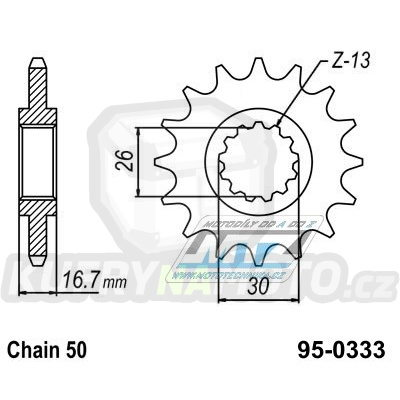 Kolečko řetězové (pastorek) 0333-17zubů MTZ - Honda CB900F Hornet+CB1000R+CBF1000F + CBR900RR+CBR929RR+CBR954RR Fireblade + CBR1000RR Fireblade+VTR1000F Firestorm+VTR1000SP + VFR750F Interceptor+VF750C Magna+VF750F+RVT1000R