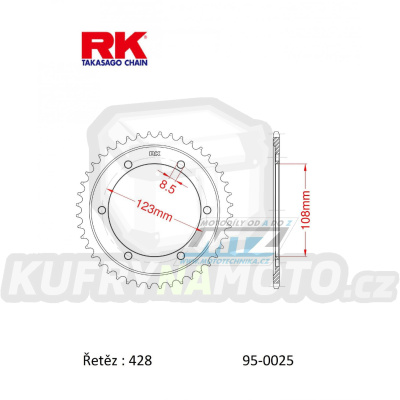 Rozeta ocelová (převodník) 0025-60zubů RK - Aprilia RS4 125 Replica / 11-13+RS4 125 / 13-17+Tuono 125 / 17-20+RS125 Replica / 17-22+RS125 / 21-23+Tuono 125 / 21-23 + Malaguti Monte Pro 125 / 19-20+RST 125 / 19-20 + Mondial Piega 125i