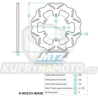 Kotouč brzdový (256/144/6D) - Honda NSS125Forza / 15-20+SH300i / 07-20