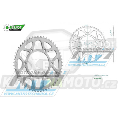 Rozeta řetězová (převodník) Dural 0897-54zubů ESJOT 51-32065-54 - barva stříbrná - KTM 125SX+ 250SXF+360EXC+400EXCF+300XC+450XCF+440MX+790 Adventure+620 EGS+690 Duke+125LC2 +350LC4+525SMR+690SMC + Husaberg + Husqvarna TC125+TC250 + TE250+TE300 + FC25