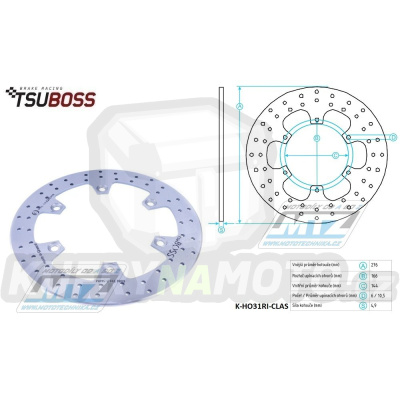 Kotouč brzdový (276/144/6D) - Honda NTV650 / 98-05+NTV680 / 06-12+CBX750F / 83-88+PacificCoast+CB1000F / 93-95+CBR1000F / 87-92+VT1100 / 95-98+CB1300 / 97-02