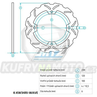 Kotouč brzdový (230/100/4D) - Kawasaki ZX12R / 00-06+ZX6R / 95-97