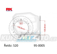 Rozeta ocelová (převodník) 0005-43zubů RK - Aprilia 650 Pegaso / 92-04 + Moto 6.5 + 350ETX+125ETX+125MX + BMW F650 / 94-07 + F650 Funduro / 96-00 + F650ST Strada / 98-00 + F650 Dakar + F650GS / 99-07 + G650GS+G310GS + Gilera + Beta Alp