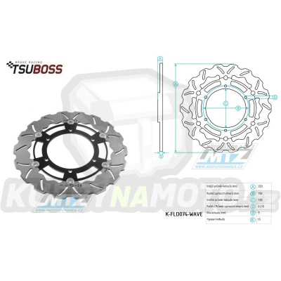 Kotouč brzdový plovovoucí (320/132/6D) zubatý desing - Yamaha XT660X / 04-16