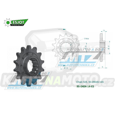 Kolečko řetězové (pastorek) 0404-14zubů ESJOT 50-29045-14S - BMW S1000R + S1000RR + S1000RR Sport + S1000XR + 1000HP4