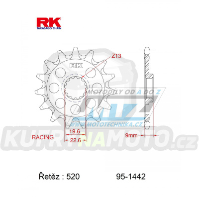 Kolečko řetězové (pastorek) 1442-13zubů RK - Suzuki RMZ250 / 13-23