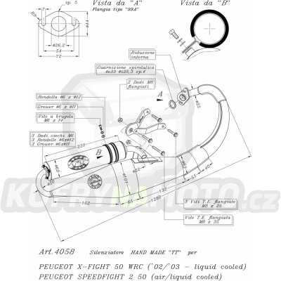 Výfuk Leo Vince Peugeot  X-FIGHT 50 WRC liquid cooled 2002 - 2003 HAND MADE TT BLACK LVKN712-4058B