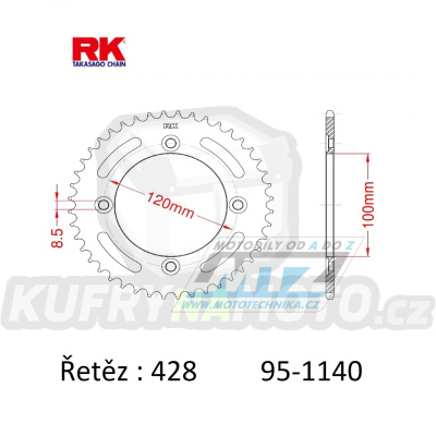 Rozeta ocelová (převodník) 1140-54zubů RK - Beta RR125 Enduro + RR125 Motard + RR125 Supermotard + RR125 LC