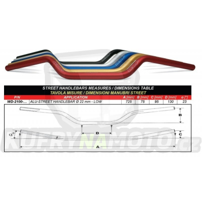 Řidítka WRP nižší stříbrná-2100-016- výprodej