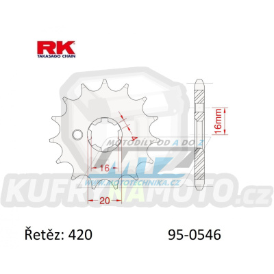 Kolečko řetězové (pastorek) 0546-14zubů RK - Kawasaki KX60+KX65+KX80+KX85+KX100 + Suzuki RM60+RM65 + Yamaha TTR50+TTR90+TTR110 + DT50+DT80+DT100 + YZ60+PW80 + RD80+BW80+LB80 + YB100+MX100+RT100