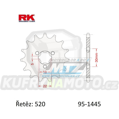 Kolečko řetězové (pastorek) 1445-11zubů RK - Kawasaki KX125 / 94-08 + Suzuki LT250E+LT250F