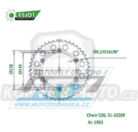 Rozeta řetězová (převodník) Dural 1950-50zubů ESJOT 51-32209-50 - Husaberg FC350+FE350+FC400+FE400+FE501+FC501+FC600+FE600 / 96-99 + MX350 / 95 + Enduro 350+MX499+MX501 / 92-95 + Enduro 501 / 90-95 + TE501 / 00 + Enduro 600 / 93-95 + MC600 / 94-98