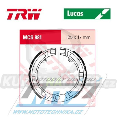 Brzdové obložení (brzdové pakny) TRW Lucas MCS981 - Piaggio APE50 + Vespa N50 + PK50S, XL + PK80