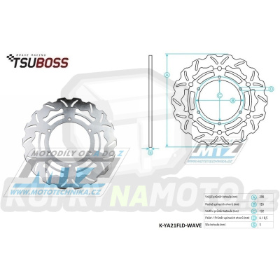 Kotouč brzdový (298/132/6D) - Yamaha SR400 / 14-16 + XVS950 / 09-15 + XVS1300 MidnightStar / 07-16 + XVS1300Custom / 14-16