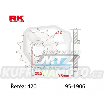 Kolečko řetězové (pastorek) 1906-13zubů RK - KTM 65SX / 98-23 + 60SX / 98-01 + Husqvarna TC65 / 17-23 + Gas-Gas MC65