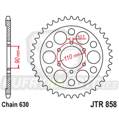JT řetězová rozeta 858-47 YAMAHA XV 920R / XV 1000 '81-82, TR1 '81-85  řetěz 630 - akce