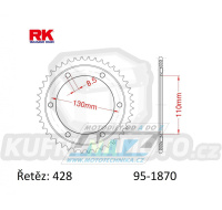 Rozeta ocelová (převodník) 1870-44zubů RK - Yamaha YBR250 / 07-11 + TZR125R / 93-96 + TZR125R (Germany) / 97-99