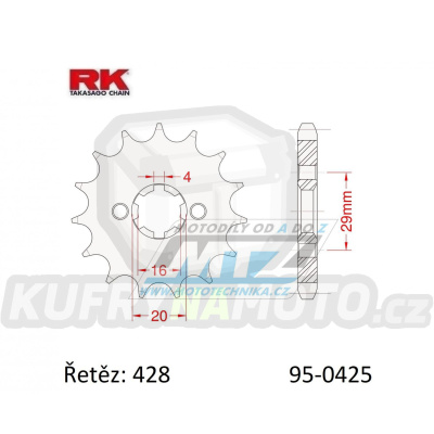 Kolečko řetězové (pastorek) 0425-14zubů RK - Suzuki RG125+RG125F + TSR125+TS125