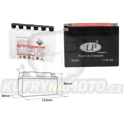 LANDPORT baterie YT4B-BS 12V 2,3AH 114X39X86 bezúdržbový (elektrolyt přibalen)