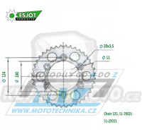 Rozeta řetězová (převodník) Dural 29021-42zubů ESJOT 51-29021-42 - Ducati 916 Monster S4 / 01-03