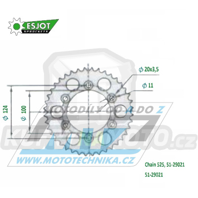 Rozeta řetězová (převodník) Dural 29021-42zubů ESJOT 51-29021-42 - Ducati 916 Monster S4 / 01-03