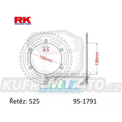 Rozeta ocelová (převodník) 1791-41zubů RK - Suzuki DR650 / 96-18 + DR650SE / 96-22 + XF650 Freewind / 97-02