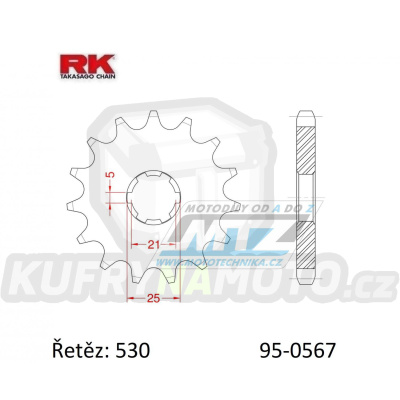 Kolečko řetězové (pastorek) 0567-17zubů RK - Yamaha RD250DXD + RD250LC + RZ250 + XS250 + RD350LC + XS400 + XS400SE + RD250DXC + RD250DXE + RD400DX + RD400DXE + XS400