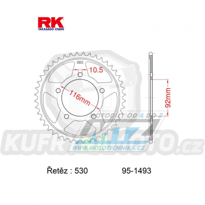 Rozeta ocelová (převodník) 1493-41zubů RK - Kawasaki ZX14 Ninja / 06-15 + ZZR1400 / 13-20